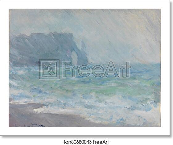 Free art print of Regnvær, Etretat by Claude Monet