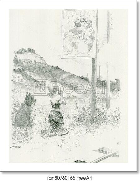 Free art print of La Pieuse Erreur", dessin original pour les "Maîtres de l'Affiche". by Adolphe Willette