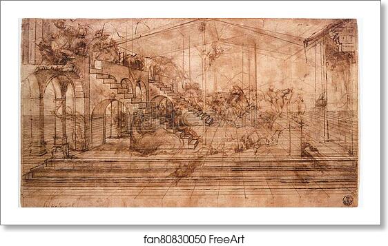 Free art print of Perspectival study of The Adoration of the Magi by Leonardo Da Vinci Free art print of Perspectival study of The Adoration of the Magi by Leonardo Da Vinci
