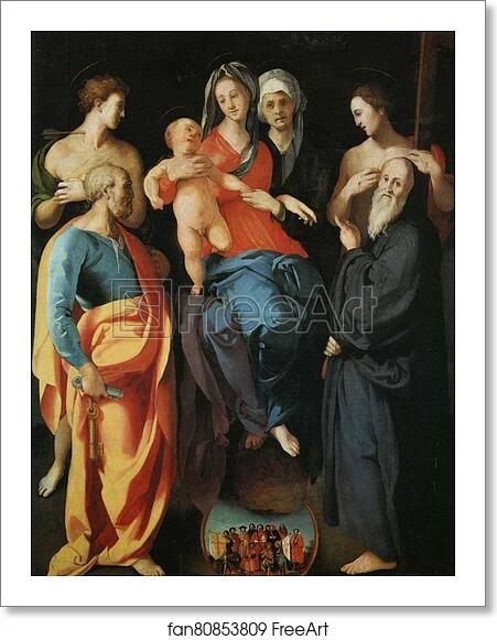 Free art print of Madonna and Child with St. Anne and the Saints Sebastian, Peter, Benedict and Philip by Jacopo Carrucci, Known As Pontormo Free art print of Madonna and Child with St. Anne and the Saints Sebastian, Peter, Benedict and Philip by Jacopo Carrucci, Known As Pontormo