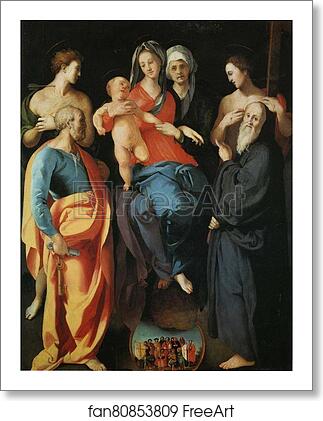 Free art print of Madonna and Child with St. Anne and the Saints Sebastian, Peter, Benedict and Philip by Jacopo Carrucci, Known As Pontormo