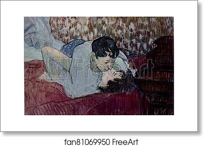 Free art print of Le Baiser / The Kiss by Henri De Toulouse-Lautrec