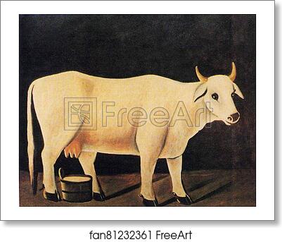 Free art print of White Cow on a Black Background by Niko Pirosmani
