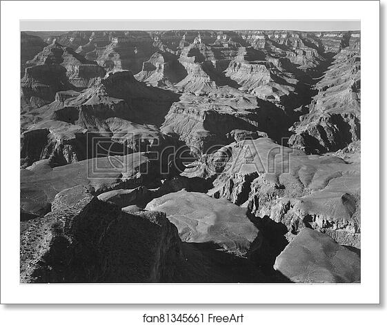 Free art print of Canyon and ravine, "Grand Canyon National Park," Arizona. Photographs of National Parks and Monuments, compiled 1941 - 1942, documenting the period ca. 1933 - 1942. by Ansel Adams (1902-1984) Free art print of Canyon and ravine, "Grand Canyon National Park," Arizona. Photographs of National Parks and Monuments, compiled 1941 - 1942, documenting the period ca. 1933 - 1942. by Ansel Adams (1902-1984)