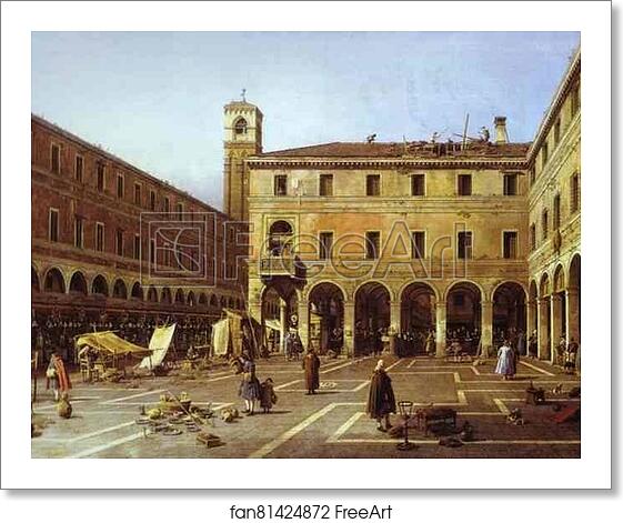 Free art print of The Campo di Rialto by Giovanni Antonio Canale, Called Canaletto