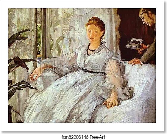 Free art print of The Reading by Edouard Manet