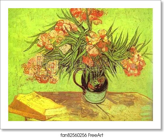 Free art print of Majolica Jar with Branches of Oleander by Vincent Van Gogh Free art print of Majolica Jar with Branches of Oleander by Vincent Van Gogh