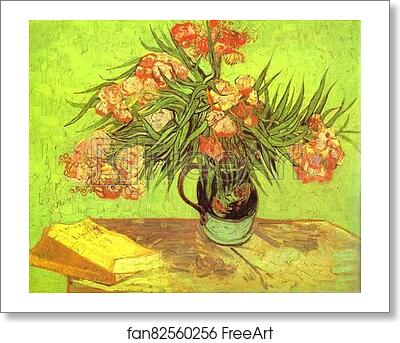 Free art print of Majolica Jar with Branches of Oleander by Vincent Van Gogh