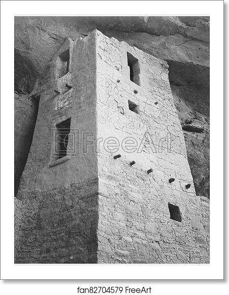 Free art print of View of tower, taken from above, "Cliff Palace, Mesa Verde National Park," Colorado. (Vertical Orientation). Photographs of National Parks and Monuments, compiled 1941 - 1942, documenting the period ca. 1933 - 1942. by Ansel Adams (1902-1984) Free art print of View of tower, taken from above, "Cliff Palace, Mesa Verde National Park," Colorado. (Vertical Orientation). Photographs of National Parks and Monuments, compiled 1941 - 1942, documenting the period ca. 1933 - 1942. by Ansel Adams (1902-1984)