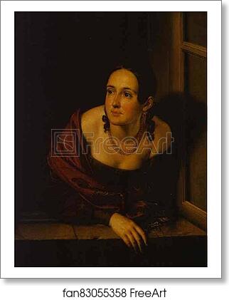 Free art print of Woman in the Window (Wife of a Treasurer) by Vasily Tropinin Free art print of Woman in the Window (Wife of a Treasurer) by Vasily Tropinin