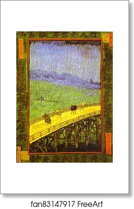 Free art print of Japonaiserie: Bridge in the Rain (after Hiroshige) by Vincent Van Gogh