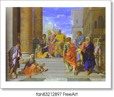 Free art print of St. Peter and St. James Cure the Lame Man by Nicolas Poussin