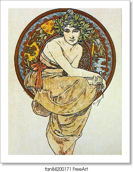 Free art print of Clio by Alphonse Mucha