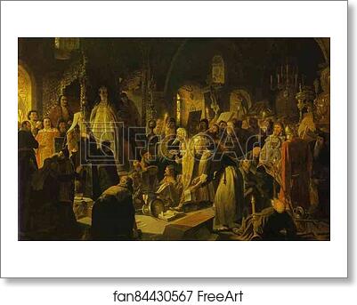 Free art print of Nikita Pustosviat. Dispute on the Confession of Faith by Vasily Perov