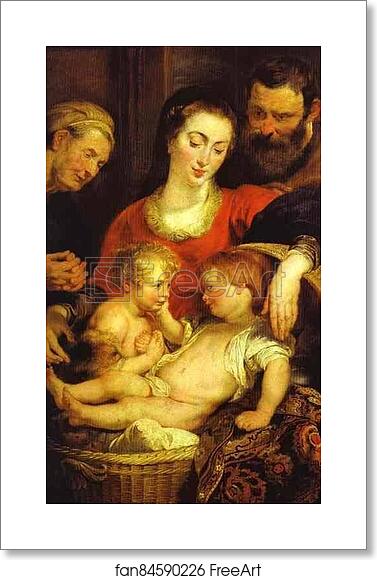 Free art print of Holy Family with St. Elizabeth ("Madonna of the Basket") by Peter Paul Rubens