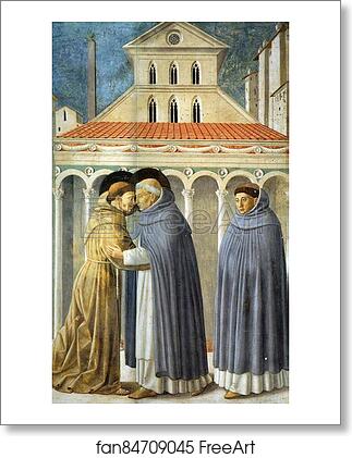 Free art print of Vision of St. Dominic and Meeting of St. Francis and St. Dominic. Detail by Benozzo Gozzoli
