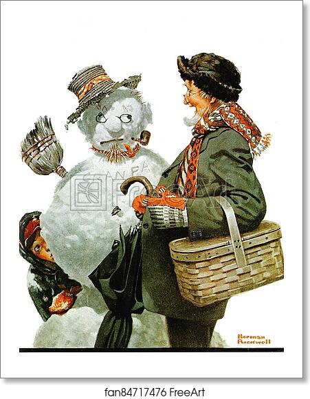 Free art print of Gramps and the Snowman by Norman Rockwell Free art print of Gramps and the Snowman by Norman Rockwell