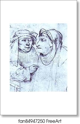 Free art print of Two Caricatured Heads by Hieronymus Bosch