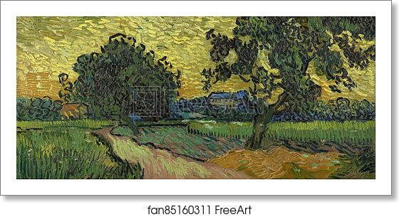 Free art print of Landscape at twilight by Vincent Van Gogh Free art print of Landscape at twilight by Vincent Van Gogh
