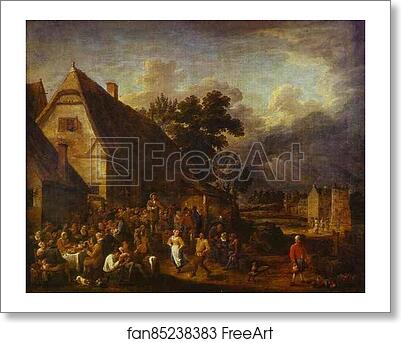 Free art print of Great Village Feast with a Dancing Couple by David Teniers The Younger