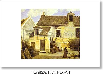Free art print of Courtyard of a Peasant's House near Paris / Cour d'une maison de paysans aux environs de Paris by Jean-Baptiste-Camille Corot