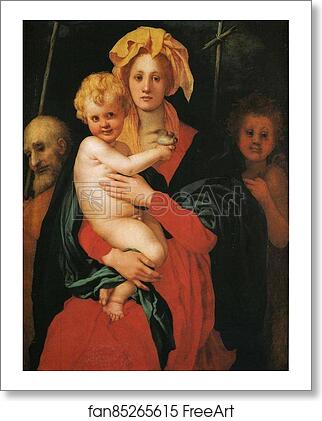 Free art print of The Holy Family with the Young St. John by Jacopo Carrucci, Known As Pontormo