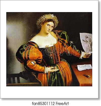 Free art print of Lady with a Drawing of Lucretia by Lorenzo Lotto