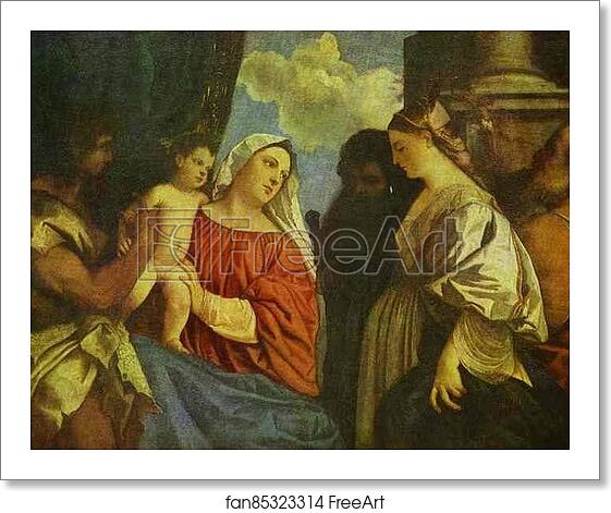 Free art print of The Virgin and Child with Four Saints by Titian Free art print of The Virgin and Child with Four Saints by Titian