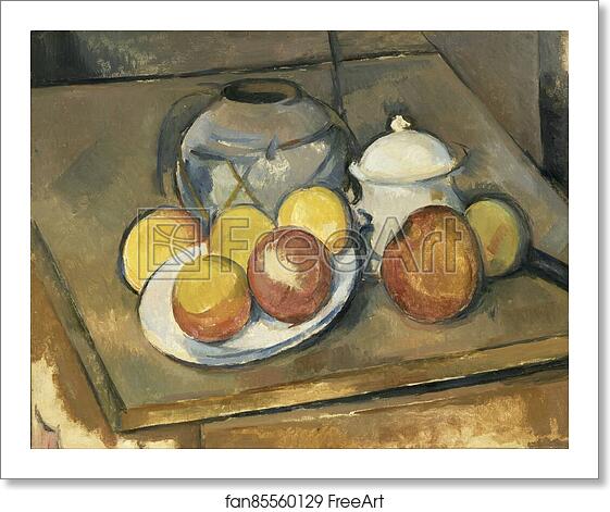 Free art print of Straw-Trimmed Vase, Sugar Bowl and Apples by Paul Cézanne Free art print of Straw-Trimmed Vase, Sugar Bowl and Apples by Paul Cézanne