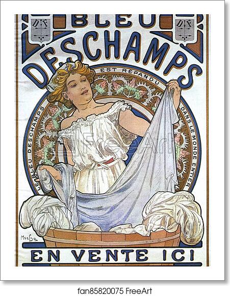 Free art print of Bleu Deschamps by Alphonse Mucha
