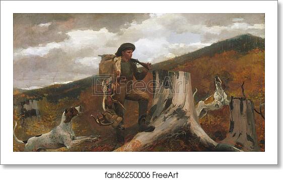 Free art print of A Huntsman and Dogs by Winslow Homer
