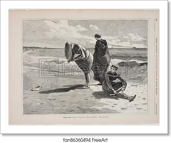 Free art print of High Tide, published in Every Saturday, August 6, 1870 by Winslow Homer Free art print of High Tide, published in Every Saturday, August 6, 1870 by Winslow Homer