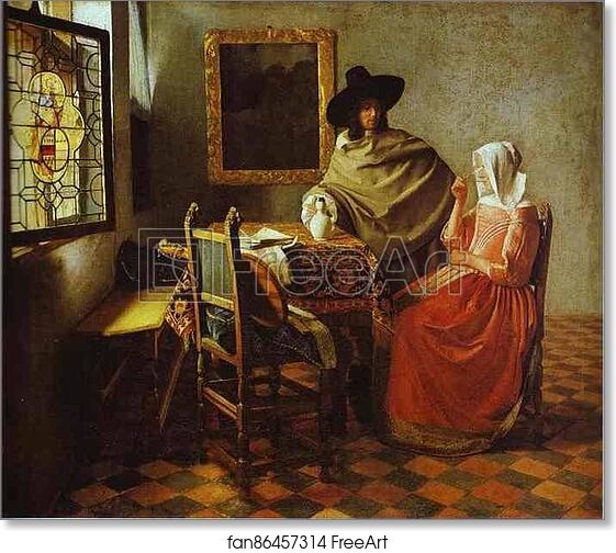 Free Art Print Of The Glass Of Wine By Jan Vermeer FreeArt Fan86457314   The Glass Of Wine 