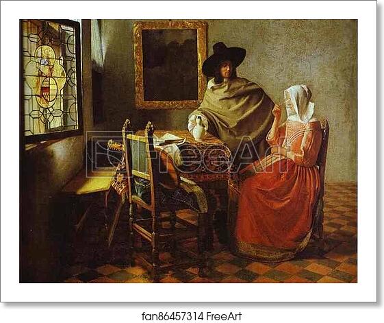 Free art print of The Glass of Wine by Jan Vermeer