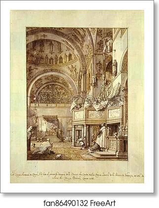 Free art print of San Marco: the Crossing and North Transept, with Musicians Singing by Giovanni Antonio Canale, Called Canaletto