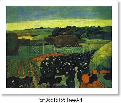 Free art print of Haystacks in Brittany by Paul Gauguin