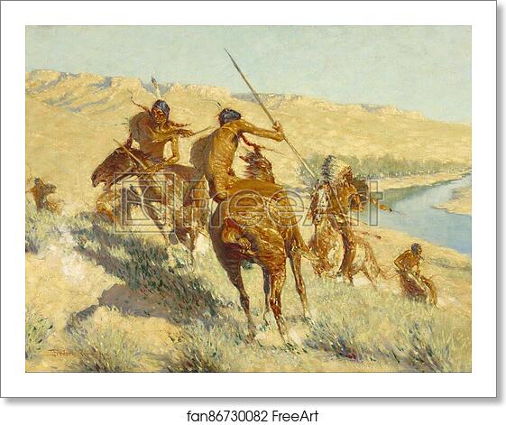 Free art print of Episode of the Buffalo Gun by Frederic Remington
