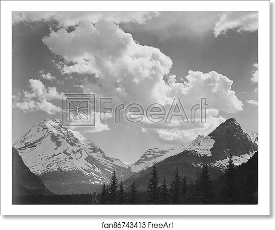 Free art print of In Glacier National Park, Montana.  Photographs of National Parks and Monuments, compiled 1941 - 1942, documenting the period ca. 1933 - 1942. by Ansel Adams (1902-1984)