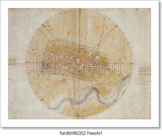 Free art print of Plan of Imola by Leonardo Da Vinci