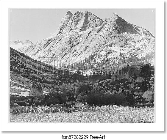 Free art print of Boaring River, Kings Region, Kings River Canyon (Proposed as a national park), California, 1936.  Photographs of National Parks and Monuments, compiled 1941 - 1942, documenting the period ca. 1933 - 1942. by Ansel Adams (1902-1984)