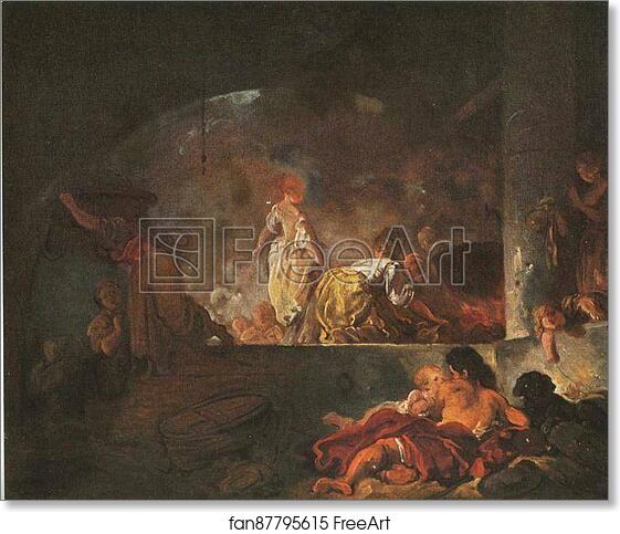 Free art print of Washerwomen by Jean-Honoré Fragonard