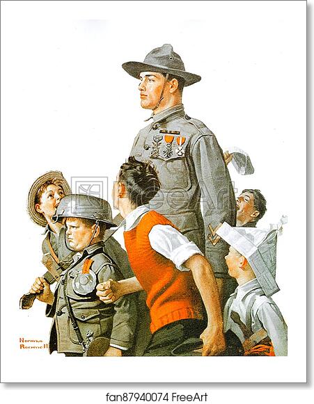 Free art print of Soldier and comrads by Norman Rockwell Free art print of Soldier and comrads by Norman Rockwell