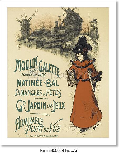 Free art print of Moulin de la Galette by Auguste Roedel