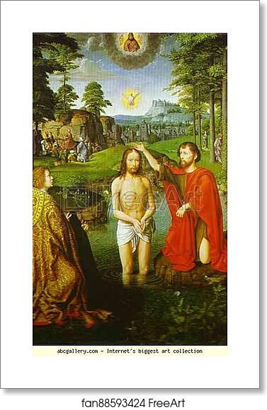 Free art print of The Baptism of Christ. Central section of the triptych by Gerard David Free art print of The Baptism of Christ. Central section of the triptych by Gerard David