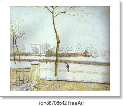 Free art print of Snow Scene, Moret Station by Alfred Sisley
