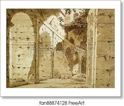 Free art print of Inside the Arcade of the Colosseum by Joseph Wright Of Derby