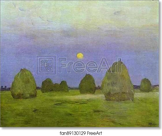 Free art print of Haystacks. Twilight by Isaac Levitan
