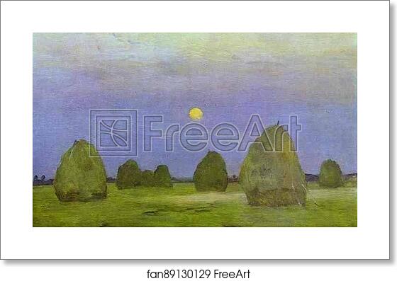 Free art print of Haystacks. Twilight by Isaac Levitan