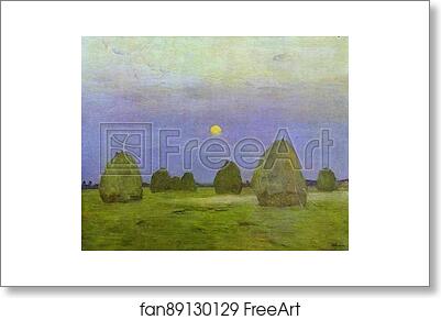 Free art print of Haystacks. Twilight by Isaac Levitan