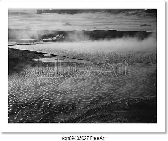 Free art print of Surface of water presents a different texture in, "Fountain Geyser Pool, Yellowstone National Park," Wyoming. Photographs of National Parks and Monuments, compiled 1941 - 1942, documenting the period ca. 1933 - 1942. by Ansel Adams (1902-1984) Free art print of Surface of water presents a different texture in, "Fountain Geyser Pool, Yellowstone National Park," Wyoming. Photographs of National Parks and Monuments, compiled 1941 - 1942, documenting the period ca. 1933 - 1942. by Ansel Adams (1902-1984)